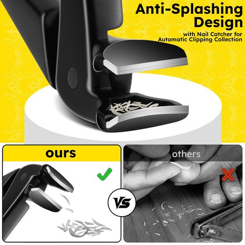 Toenail Clippers for Seniors, Angled Head Large Toe Nail Clippers for Thick Toenails, Wide Jaw Clippers, Heavy Duty Ergonomic Anti-Splash Cutter, Upgraded Long Handled Toenail Clippers