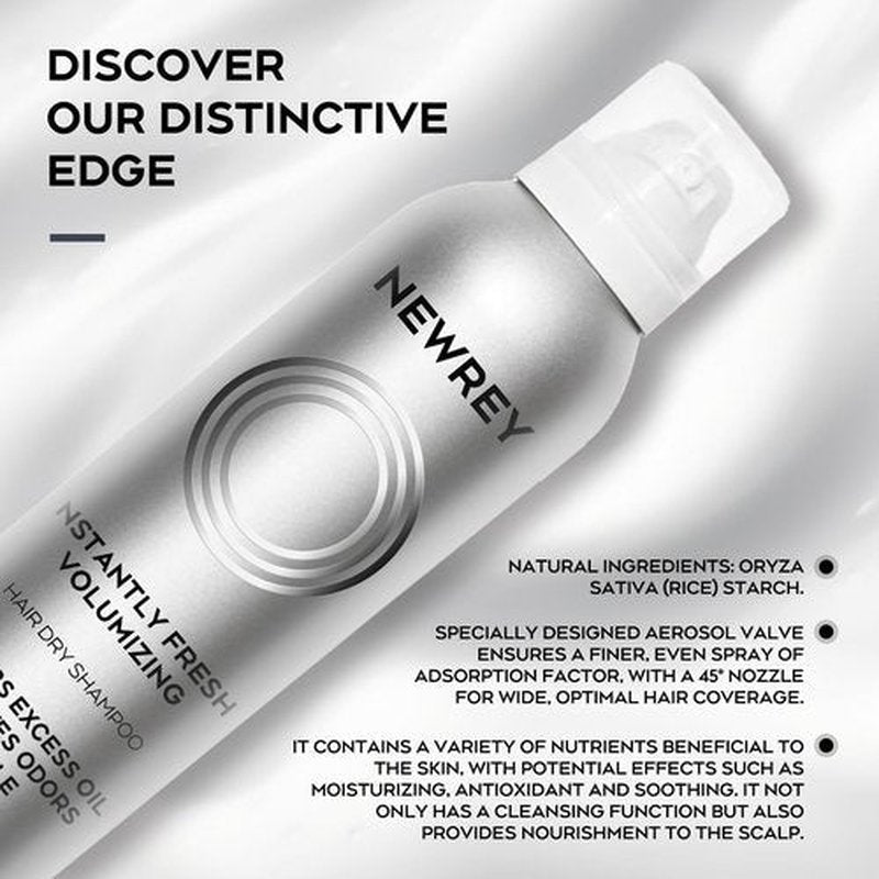 NEWREY Dry Shampoo Spray for Women & Men - Freshens hair, Residue-Free, Volumizing Formula with Rice Starch - Absorbs Oil, Eliminates Odors - 5.07 oz-fresh