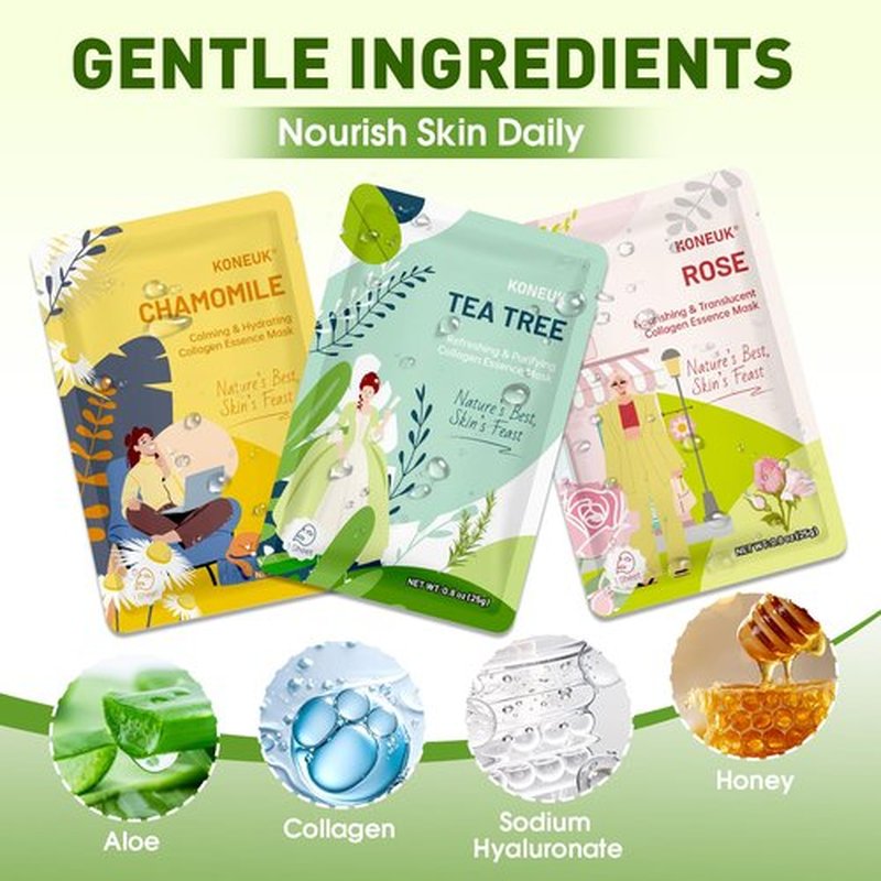 27 Pack Collagen Sheet Face Masks Skincare for Women, Bulk Hydrating Face Mask Set for Dry Skin, Moisturizing Facial Masks for Skin Care, Easter Basket Stuffers, Mothers Day Gifts, Teacher Gifts