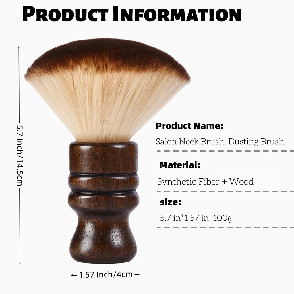 Professional Barber Neck Duster Brush with Soft Dense Bristles & Wooden Handle – Gentle on Skin, Easy to Clean – Ideal for Haircut, Shaving, Barbershop & Home Grooming