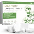 Fancyou Compressed Towel Tablets Thicken, 50 Pack Disposable Face Towel Quickly Expand with Water, Reusable Compact Washcloths 12"x9", Cotton Soft & Lint-Free Portable for Home Travel Beauty Guest