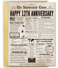 FANCYLUCKY Big 12 Year Anniversary Card Gifts for Him Her, Retro 12th Wedding Anniversary Card for Husband Wife, Silk Anniversary Together Gift