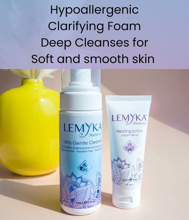 LEMYKA Foaming Face Wash - Gentle, hydrating for Rosacea, Eczema-prone, Acne, Dry, Sensitive Skin, Natural Facial Cleanser, pH 5.5, Fragrance-free, SLS-free, Paraben-free, 5.8OZ