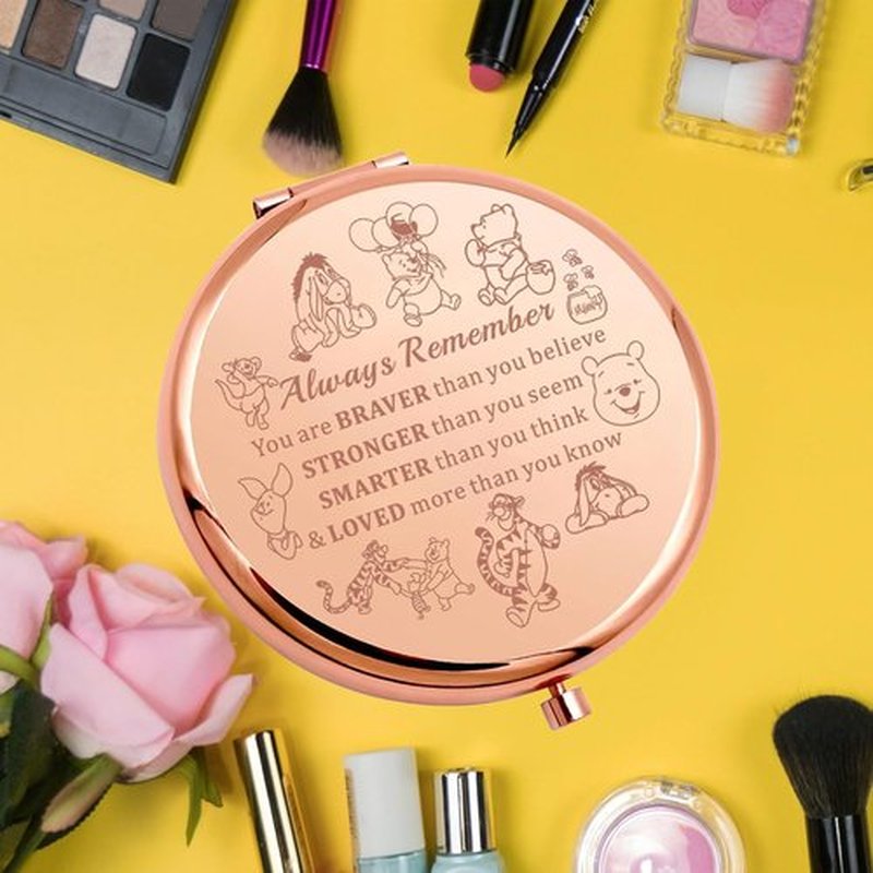 KEYCHIN Honey Bear Compact Makeup Mirror - Inspiring Design with Pig, Donkey, Tiger & Rabbit | Perfect Gift