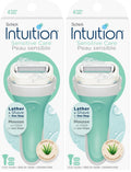 Schick Intuition Razors for Women with Sensitive Skin | 1 Razor & 2 Intuition Razor Blades Refill with Organic Aloe (Pack of 2)