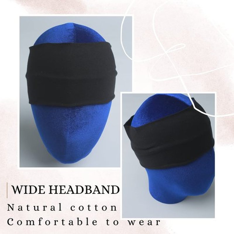MLMOMVME Headbands for Women 3 Pcs Black Wide Cotton Non-slip Stretchy Elastic Head Wrap Holder Hair Accessories