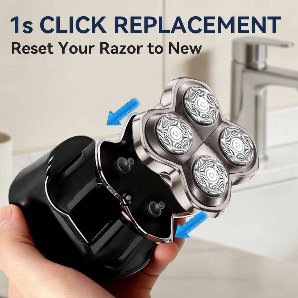 3 Pack Pro 4 Shaver Replacement Blades Compatible with Skulls Pitbulls Series Gold PRO, Silver PRO, Platinum PRO, Butterfly Kiss PRO Head Shavers, Floating 4 Heads Design, Shaver Replacement Head