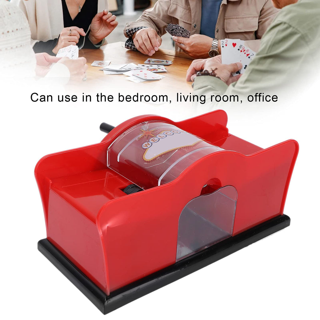 FILFEEL Manual Card Shuffler, 1‑2 Deck Card Shuffler, Hand Crank Card Shuffler, for, Poker, Blackjack, Cards Game, for Family Party Games(red)