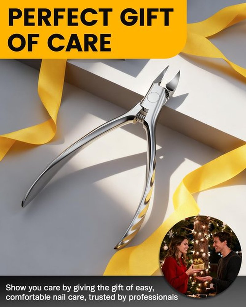 BEZOX Ingrown Toe Nail Clippers for Thick Toenails for Seniors, Wide Opening Jaws Toenail Clipper for Thick Nails, Deep-Reach Curved Blade Toenail Scissors - Silver