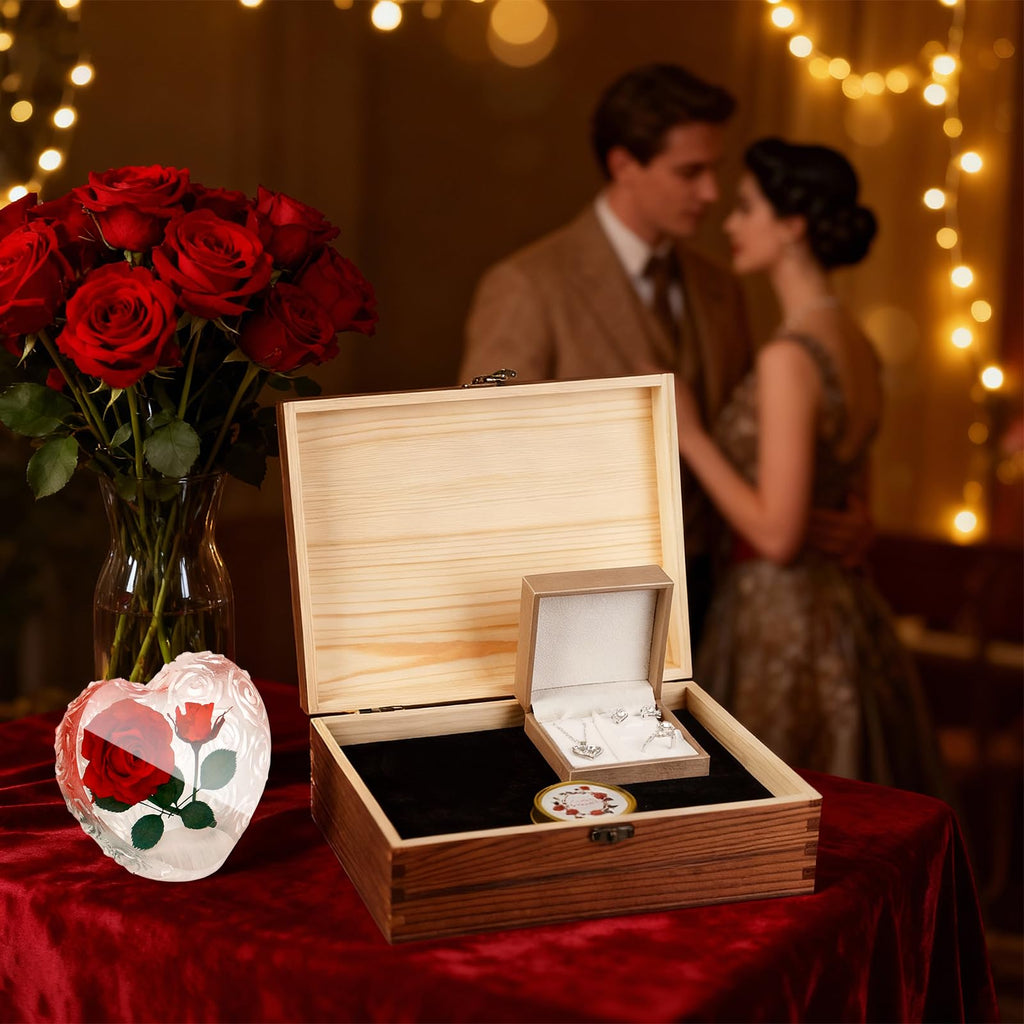CLTTCLLCT Preserved Roses with Heart Necklace & Candle, Mothers Day Gifts for Mom Eternal Flowers Rose Birthday Gifts for Women Girlfriend Wife Mom, To My Love Unique Gift On Mothers Day Anniversary