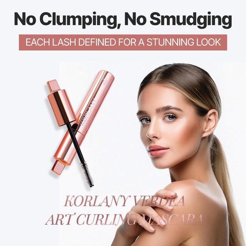Korlany Verdea Art Volume Waterproof Mascara – K-Beauty, Long-Lasting, Smudge-Proof Korean Formula for Voluminous, Curled Lashes – Clump-Free, Lightweight & Buildable – 0.26 fl oz