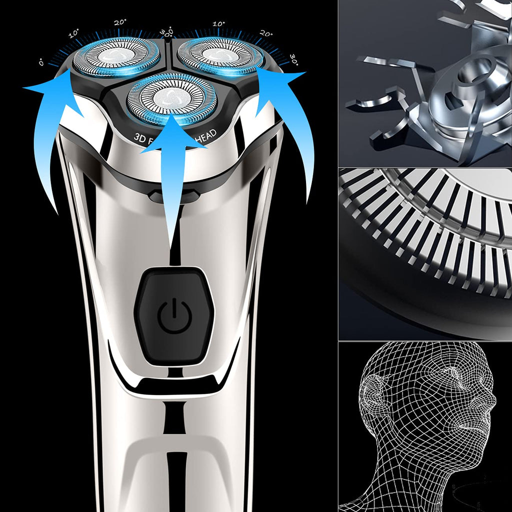 WELIRY Shaver Replacement Blade for 3D floating shaving Waterproof Electric Razor Replacement Heads Bald Replacement Heads Razor Blades