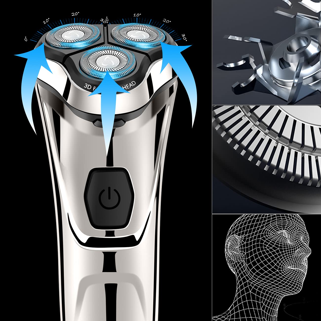 WELIRY Shaver Replacement Blade for 3D floating shaving Waterproof Electric Razor Replacement Heads Bald Replacement Heads Razor Blades