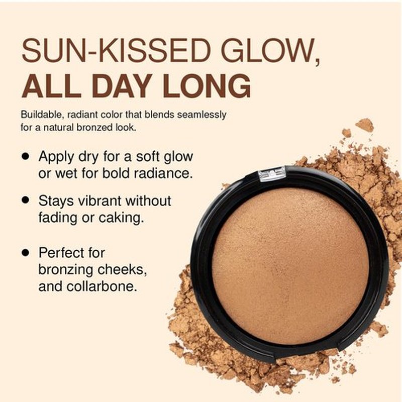 Palladio Baked Bronzer - Highly Pigmented, Easy to Blend for All-Day Shimmery Glow | Illuminating Tan Finish