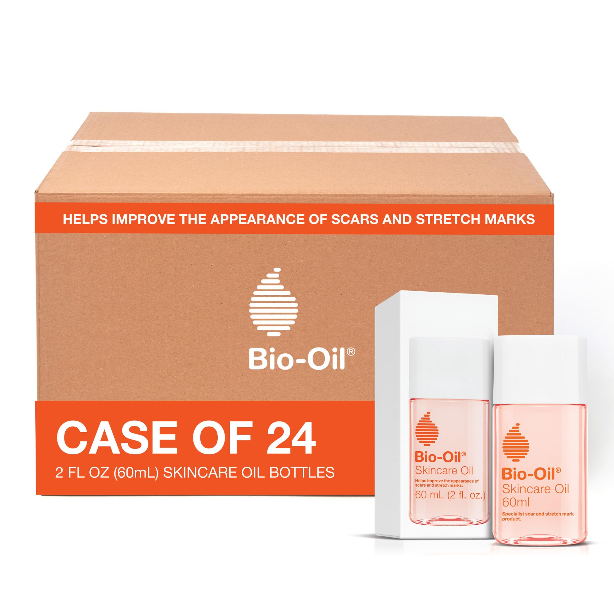Bio-Oil Skincare Body Oil Serum for Scars and Stretch Marks, Face and Body Moisturizer with Vitamin E & A for Sensitive Dry Skin, Dermatologist Recommended, Non-Comedogenic, 2 oz, Case of 24