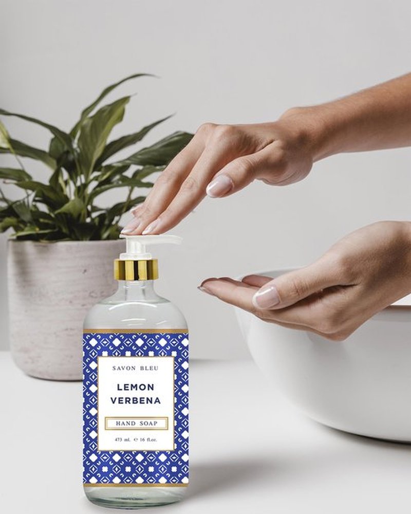 Savon Bleu Hand Soap Collection - 16oz Glass Bottles - 8 Pack - Home and Body Company - French Lavender, Cotton Blossom, Orange Blossom, Lemon Verbena