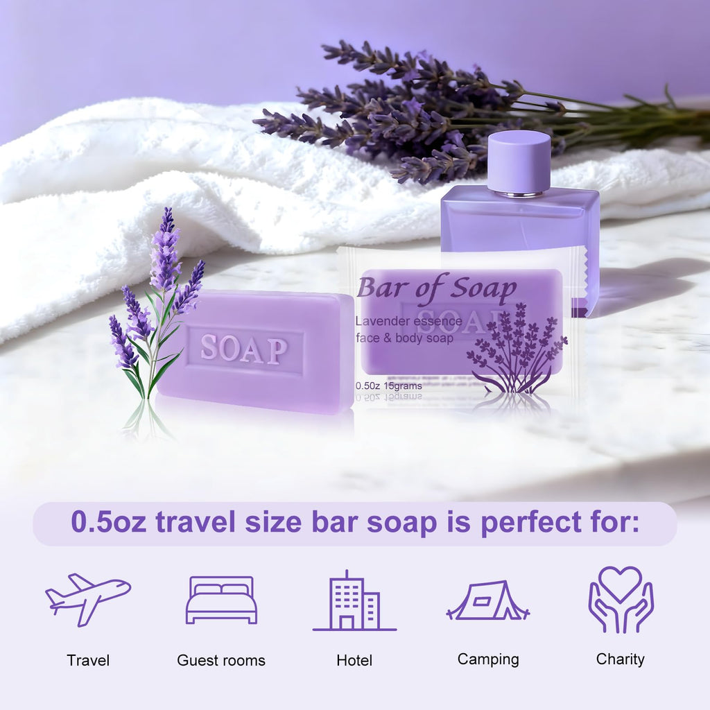 skourvut Bulk Bar Soap Travel Mini Soap Bars Bulk 0.5 oz,Guest Soaps Small for Bathroom,Hotel Soap Bars for Hotel Hospitality Homeless (Lavender,Pack of 150)
