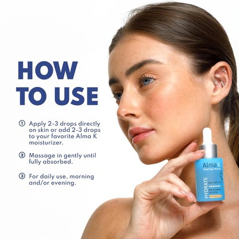 Alma K Brightening Booster - Vitamin C Face Serum with AHA, Hydrating and Brightening Serum for Women, Anti Aging, Improve Appearance of Fine Lines & Wrinkles - 1 oz