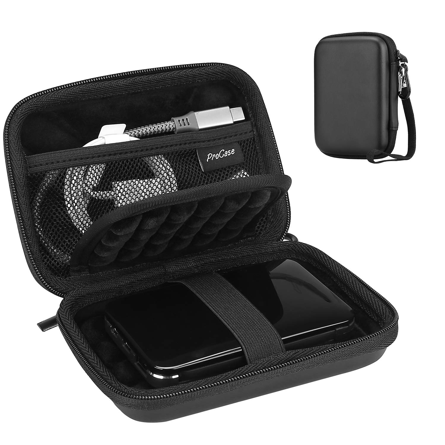 ProCase External Hard Drive Travel Case for 2.5" HDD/SSD -Black