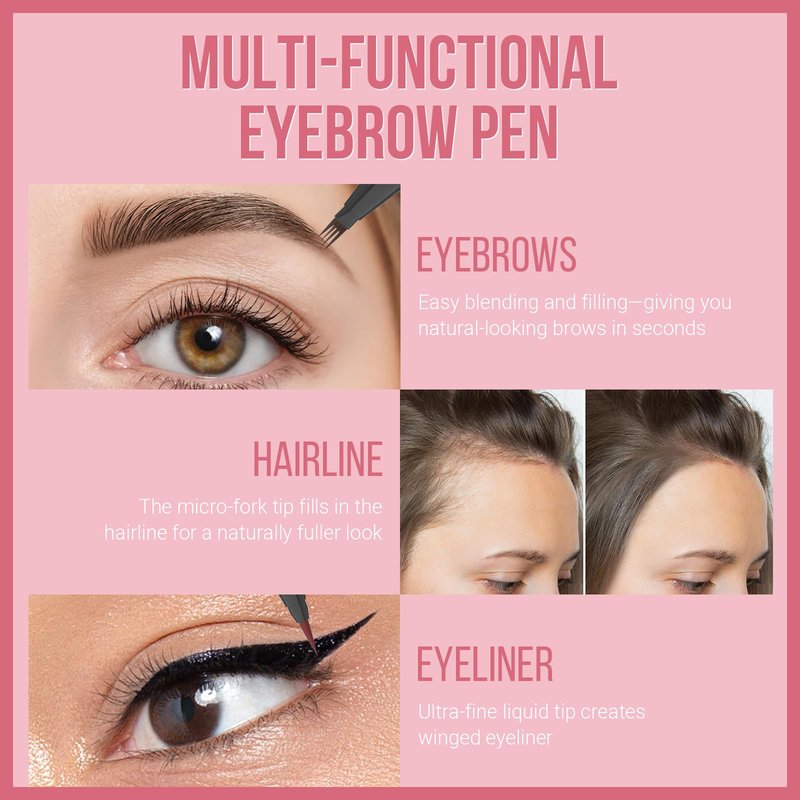 Vevivia Beauty Eyebrow Pen - Microblading eyebrow pencil with Micro-Fork Tip & Precision Tip for Natural Brows, Eyebrow Pencils for Women, Dual-Ended Brow Brush, Waterproof, Light Brown