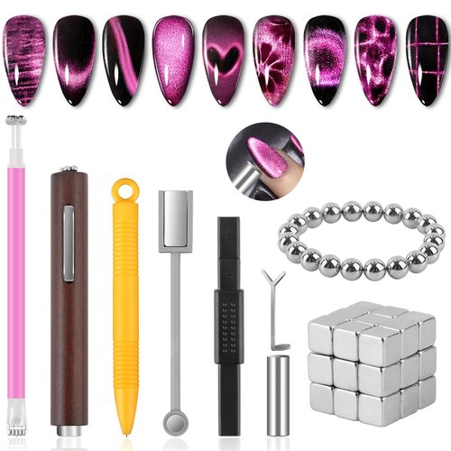 54PCS Cat Eye Nail Magnet Set, EBANKU Cat Eye Gel Nail Polish Magnet for Nails, 3 IN 1 Magnets for Cat Eye Gel Polish, Cat Eye Magnets Sticks Nail Design Tools Nail Art Accessories