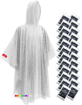 Disposable Rain Ponchos - Extra Long Waterproof Emergency Poncho with Hood for Adults, Bulk Family 24 Pack Raincoat for Park, Concerts, Hiking, Camping Essentials, Home Emergency Survival Kits, Clear