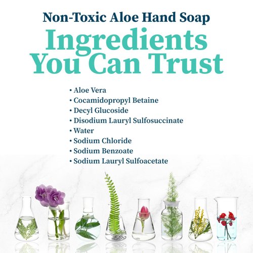 Truly Free Aloe Unscented Hand Soap - 10x Concentrated Aloe Vera, Non-Drying Gentle Cleanser - Bathroom Hand Soap - 1 Empty Bottle with Foaming Dispenser Pump + 2 Moisturizing Hand Soap Refill Pouches