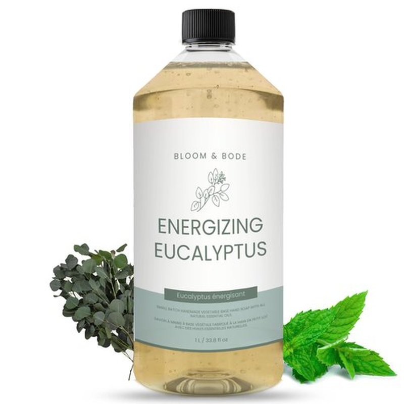Bloom & Bōde Luxury Liquid Hand Soap Refill With Essential Oils - Natural Scented Hand Wash - Gentle Handwash - Moisturizing Hand Soap Refill, Energizing Eucalyptus Scent, 33.8 fl oz / 1L