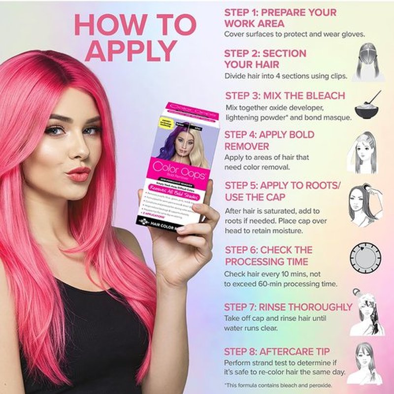 Color Oops Bold Hair Dye Remover - Safely Removes Direct & Semi-Permanent Color | 2 Applications, Vegan & Cruelty-Free