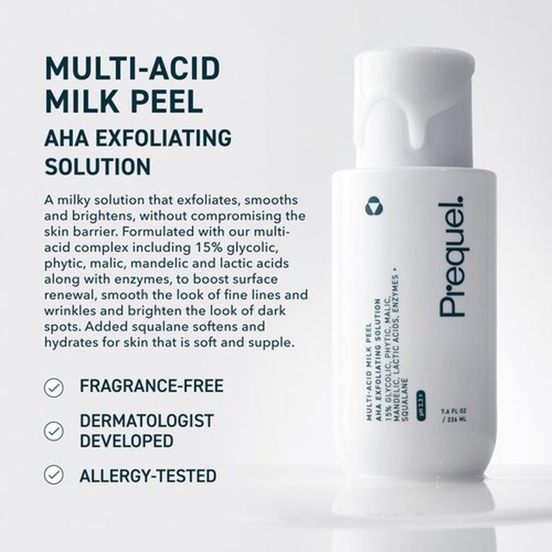 Prequel Skin Multi-Acid Milk Peel - Professional Exfoliating Solution with 15% Glycolic Acid | 7.6oz Hydrating Formula