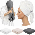 Breling Gray 3 Pack Large Microfiber Hair Towel 24 x 38 Inch Absorbent Wrap Turban Quick Dry for Women Men Curly Hair Shower
