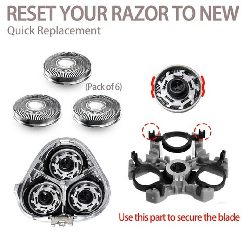 SH30/52 Replacement Blades - Precision Dual-Ring Shaving Heads with Titanium Coating | 6-Pack for Series 1000, 2000, 3000 & PTxxx Razors