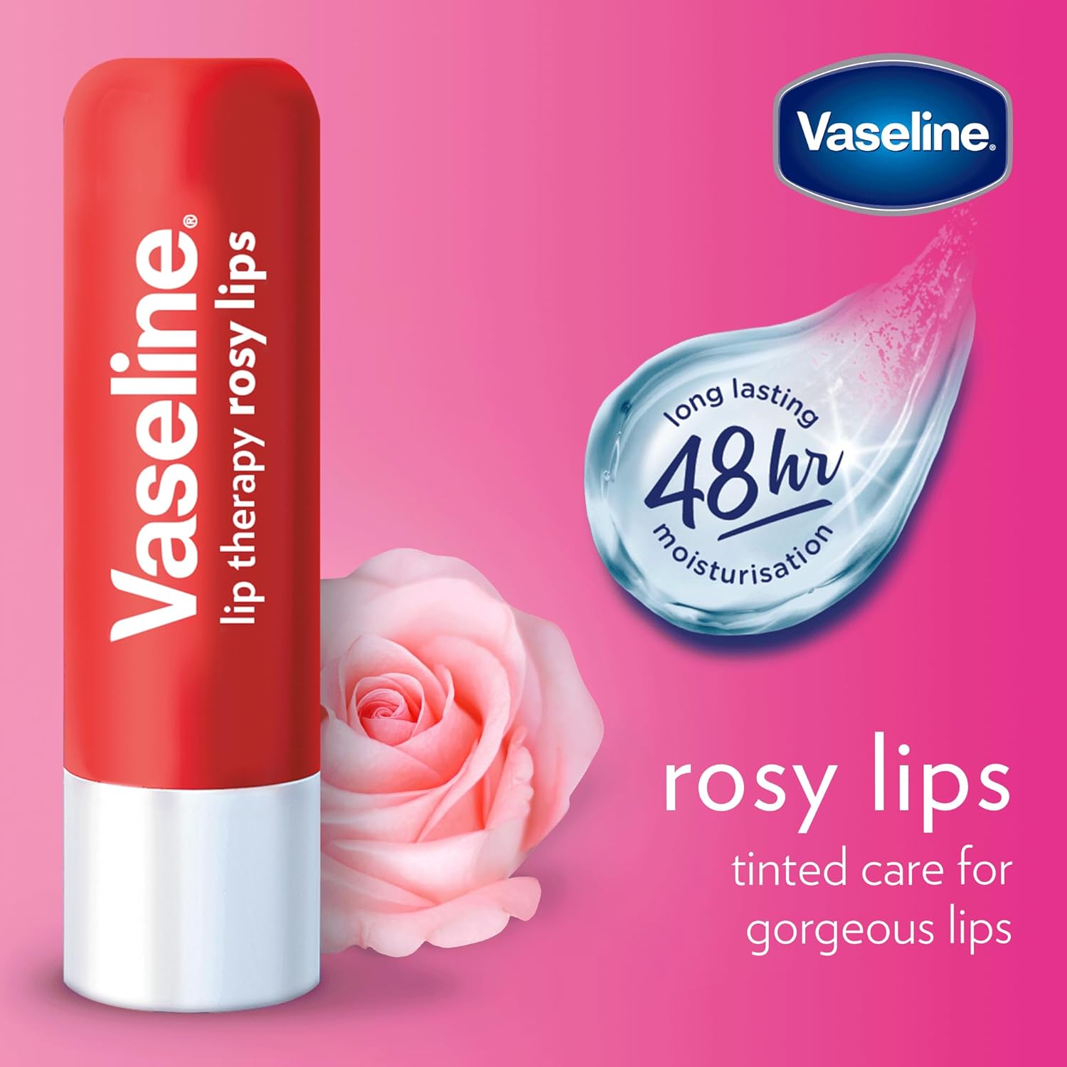 Vaseline Lip Therapy - Rosy Lip Balm for Fast-Acting Nourishment | 3-Pack of 0.16 Oz Each