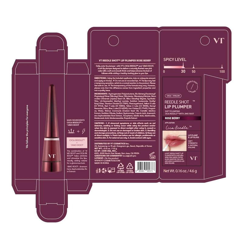 VT COSMETICS Reedle Shot Lip Plumper - Hydrating Rose Berry Lip Gloss with Jojoba Oil & Hyaluronic Acid | 0.15 oz.
