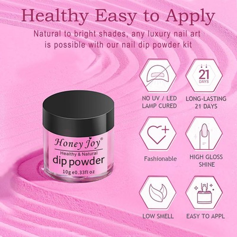 Honey Joy Color Changing Dip Powder Set,6 Colors Glitter Pink Dipping Powder Set Nail Art Manicure DIY Salon Home Gifts for Women, No Need Nail Lamp Cured, DP-V
