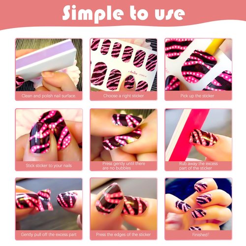 DANNEASY 20 Sheets Toe Nail Stickers Full Nail Wraps for Women ToeNails Polish Strips - Red Pink Self Adhesive Toenail Polish Sticker Stick on Nails Gel Strips Nails Art Accessories