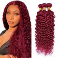 Burgundy Bundles 99j Human Hair Bundle Burgundy Water Wave 3 Bundles 12 14 16 inch 99j Bundle Human Hair Extensions