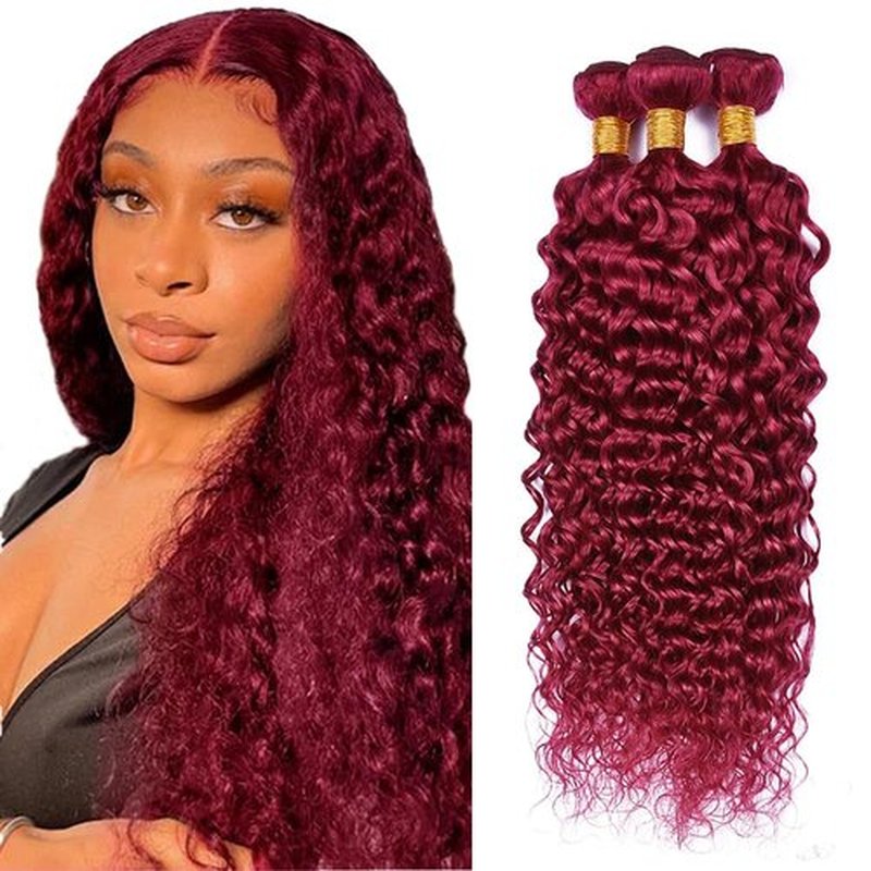 Burgundy Bundles 99j Human Hair Bundle Burgundy Water Wave 3 Bundles 12 14 16 inch 99j Bundle Human Hair Extensions
