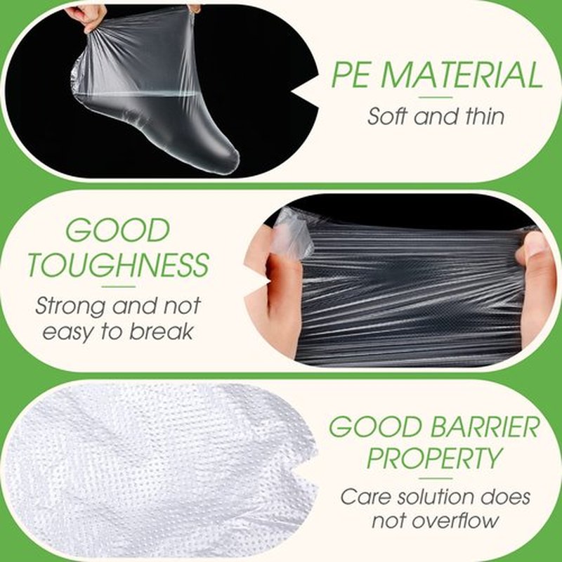 Dansib 1500 Pcs Disposable Plastic Foot Covers for Feet Paraffin Bath Liners for Foot Pedicure Moisturizing Socks Spa Feet Care Hot Wax Therapy Booties Bags Covers with Stickers for Snug Closure
