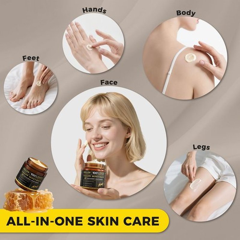 4.2 OZ Beef Tallow for Skin Face, Grass Fed Beef Tallow with Honey Bee Venom Cream Natural Tallow and Honey Balm, Deep Hydration Tallow Face Moisturizer for Dry, Sensitive & All Skin Types
