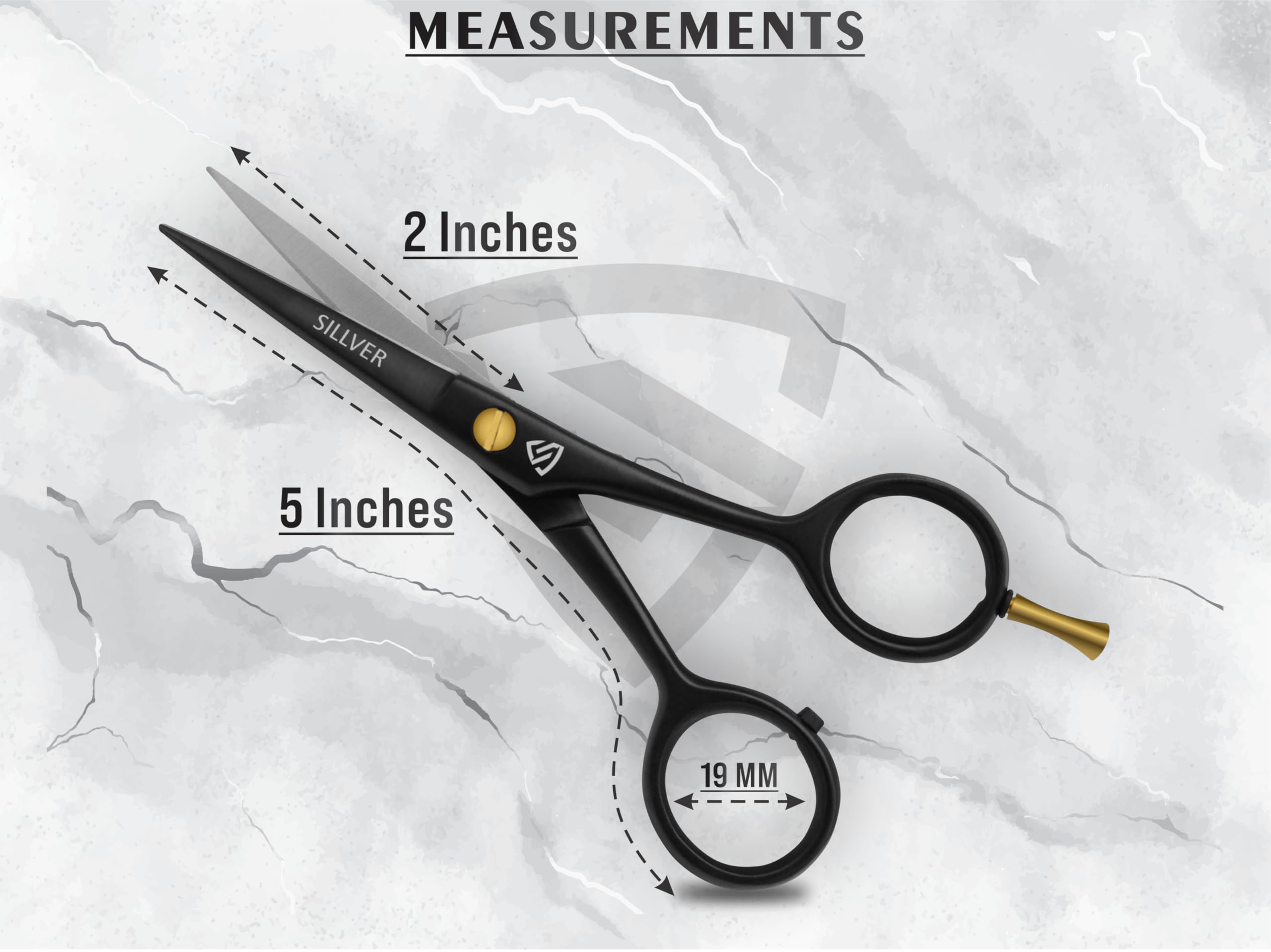 Professional Mustache Scissors 5 Inch, Razor Edged and Serrated, Beard Comb, Mustache Comb, Pouch -Beard Trimming Scissors for All Facial Hair– Grooming Scissors