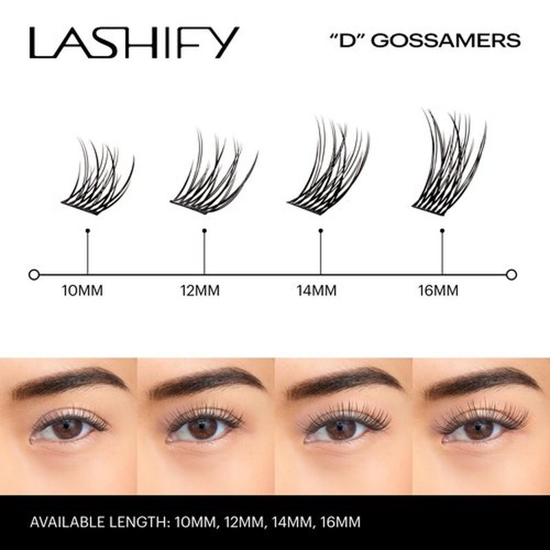 Lashify Drama 16mm Gossamer Eyelash Extensions Refill, Black, Easy DIY False Lashes for a Natural Look