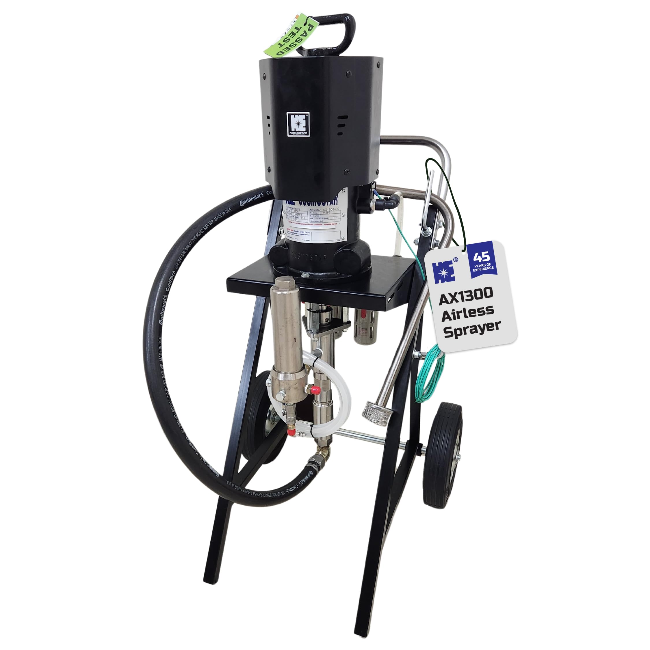 Cosmostar AX1300 30:1 Pneumatic Airless Sprayer, Max Fluid Working Pressure 3600 PSI, High Efficiency Paint Spray, Powerful Machines for Protective coatings. Cart Full Set with Gun,Tip, & Hose.