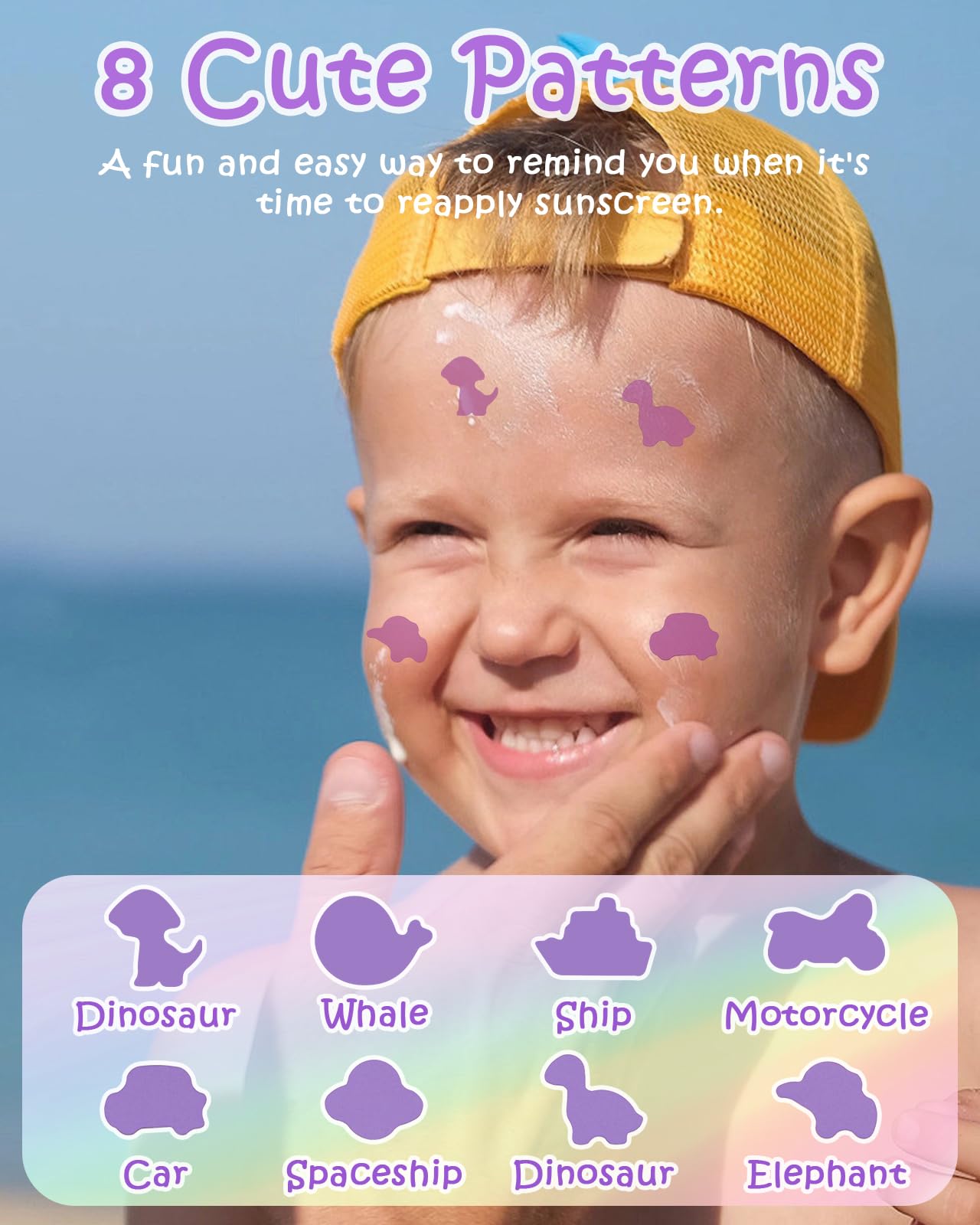 UV Detection Stickers for Sunscreen - 80 Count UV Detection Stickers, Know When to re-Apply Sunscreen, Sun Protection Reminder, 8 Pattern Types