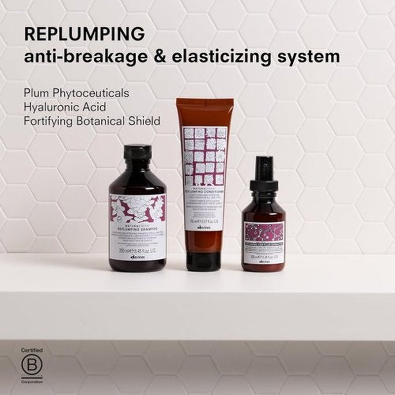 Davines Naturaltech Replumping Conditioner - Elasticizing & Moisturizing for Fine Hair | 5.07 Fl Oz