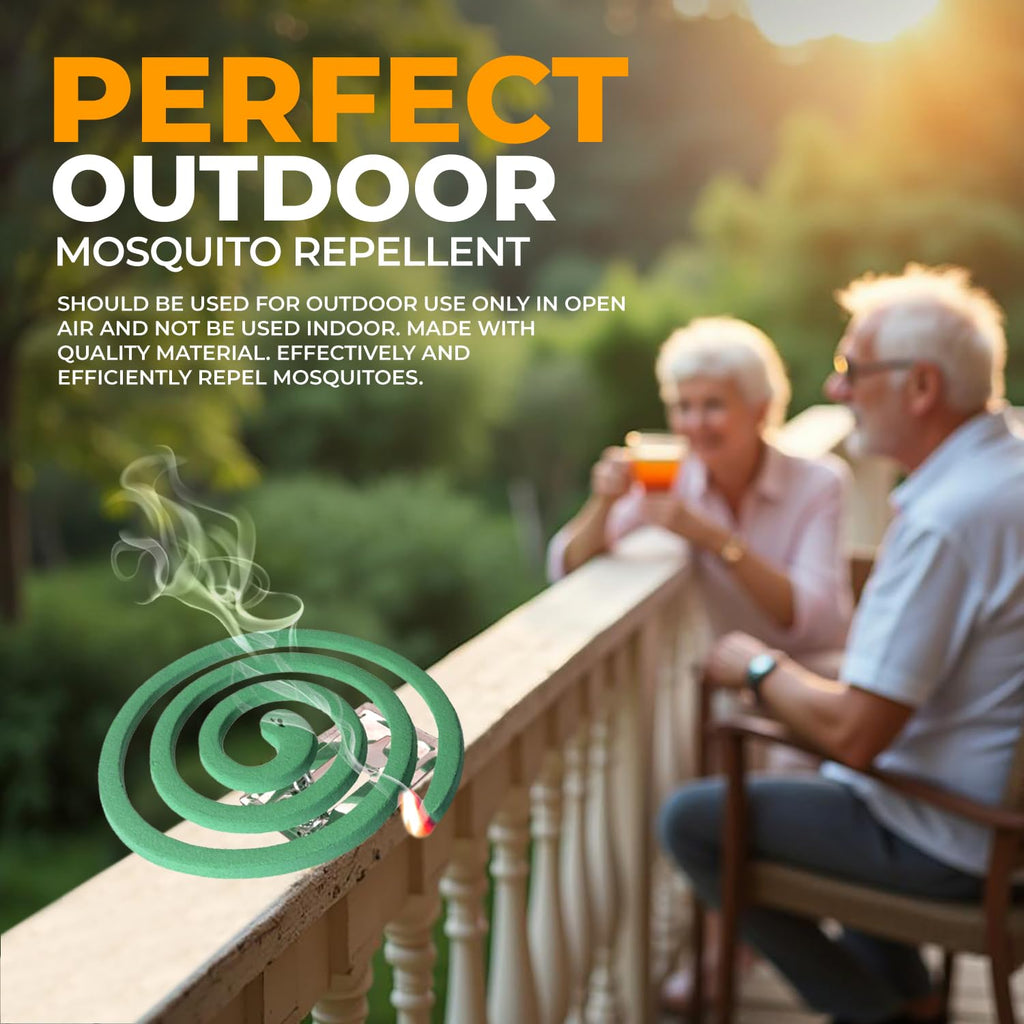 Natural Essential Oil Scented Coils - Outdoor Use Reaches Up to 10 feet - Each Burns for 5-7 Hours (20 coils & 8 Coil Stands) for Patio Backyard