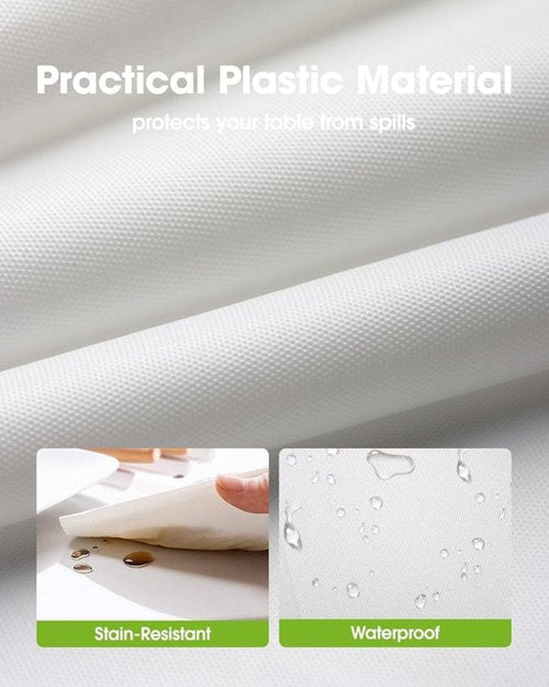 Pureegg Disposable Round Table Cloths - 84'' White Plastic Covers for Parties & Weddings | 10 Pack, Leakproof & Sturdy