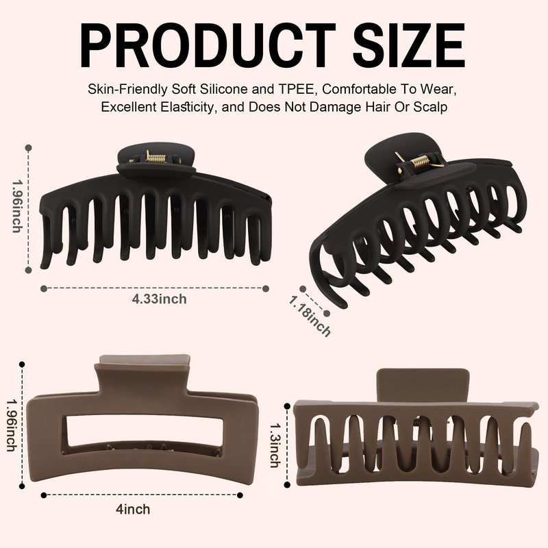 ZZUOMS 6 Pack Cloud Claw Clip for Women, 4" Large TPEE-Silicone Hair Claws, Bendable & Unbreakable Non-Slip Cozy Hair Clip for Thin/Thick/Curly Hair, Flexible & Durable All-Day Comfort Mutil Color 3