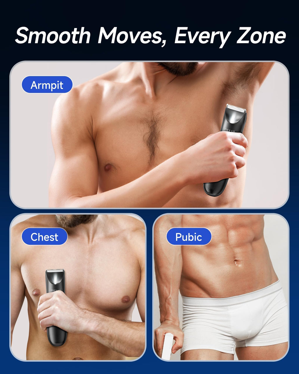 Manscape Trimmer for Men - No Nicks Electric Razor-Shaver for Balls/Pubic/Groin/Legs/Chest Hair Removal w/Light & Ceramic Blade, IPX7 Waterproof Full Body Hair Groomer USB-C Charging, Gifts for Men