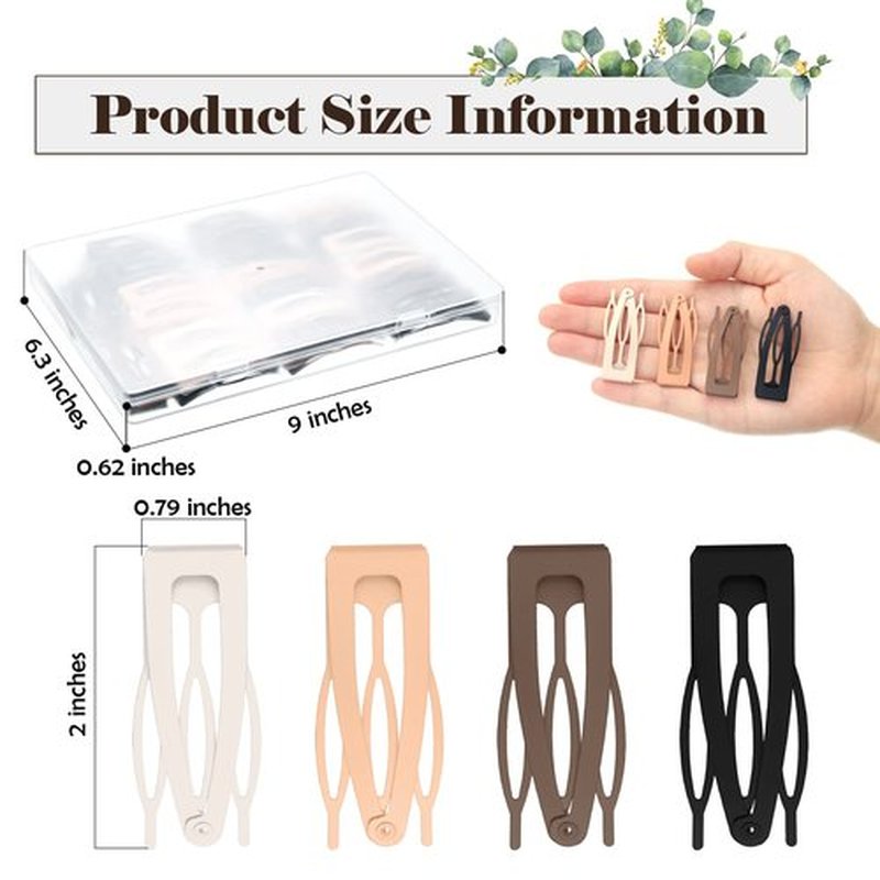 Dingion 60 Pieces Double Grip Hair Clips Metal Snap Hair Clips Grip Women Barrettes Accessories with Plastic Box for Women Girls Making Salon